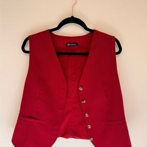 Red Button-Up Vest and matching shorts